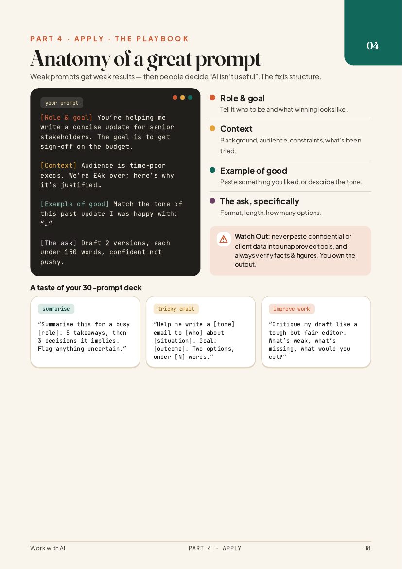 Guide page: anatomy of a great prompt